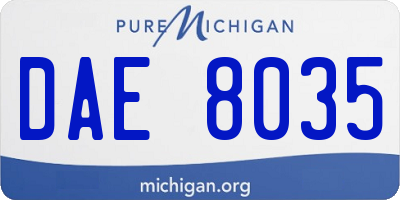 MI license plate DAE8035