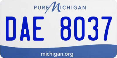 MI license plate DAE8037