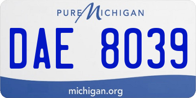 MI license plate DAE8039