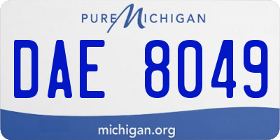 MI license plate DAE8049