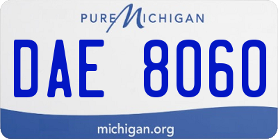 MI license plate DAE8060