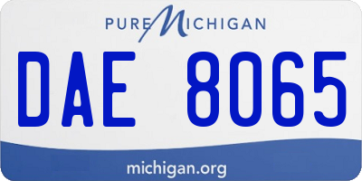 MI license plate DAE8065