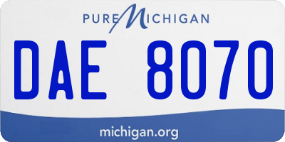 MI license plate DAE8070