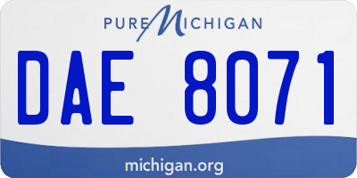 MI license plate DAE8071