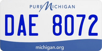 MI license plate DAE8072