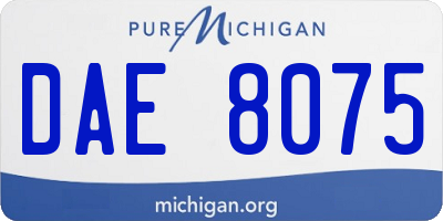 MI license plate DAE8075