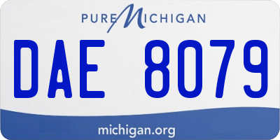 MI license plate DAE8079