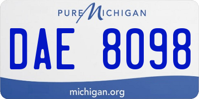 MI license plate DAE8098