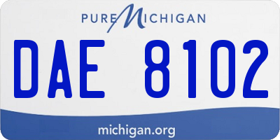 MI license plate DAE8102