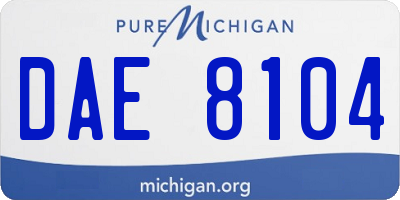MI license plate DAE8104