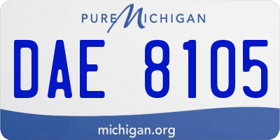 MI license plate DAE8105