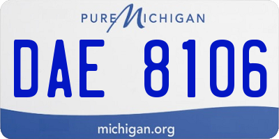 MI license plate DAE8106