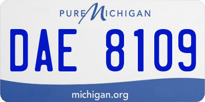 MI license plate DAE8109