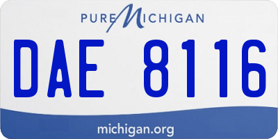 MI license plate DAE8116