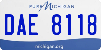 MI license plate DAE8118