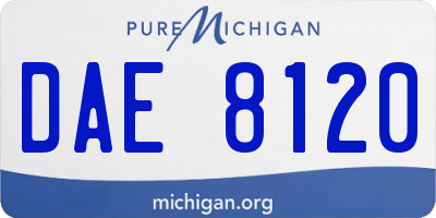 MI license plate DAE8120