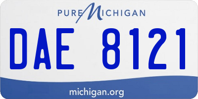 MI license plate DAE8121