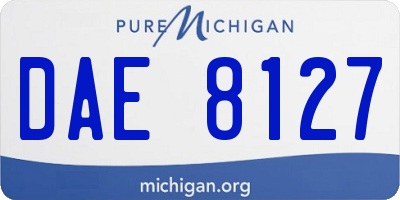 MI license plate DAE8127