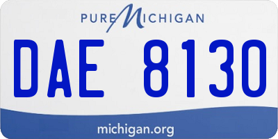 MI license plate DAE8130