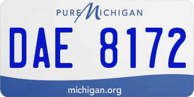 MI license plate DAE8172