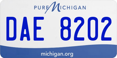 MI license plate DAE8202