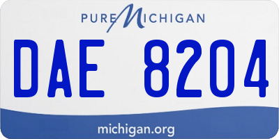 MI license plate DAE8204