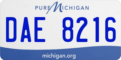 MI license plate DAE8216