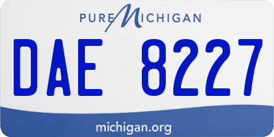 MI license plate DAE8227