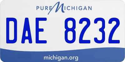 MI license plate DAE8232