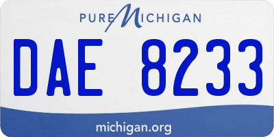 MI license plate DAE8233
