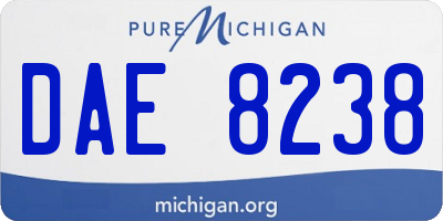 MI license plate DAE8238