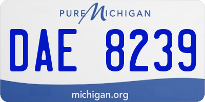 MI license plate DAE8239