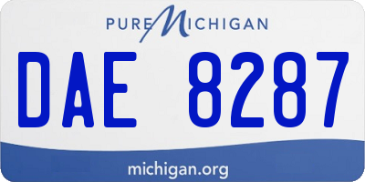 MI license plate DAE8287