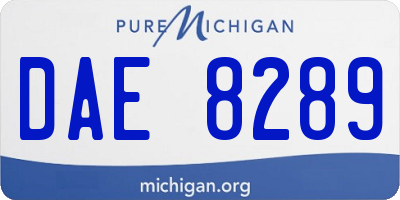 MI license plate DAE8289