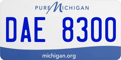 MI license plate DAE8300