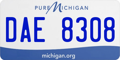 MI license plate DAE8308