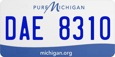 MI license plate DAE8310