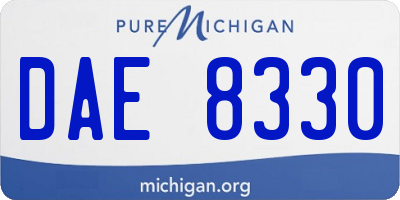 MI license plate DAE8330