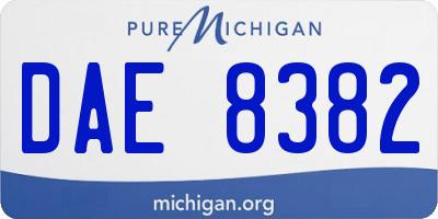 MI license plate DAE8382