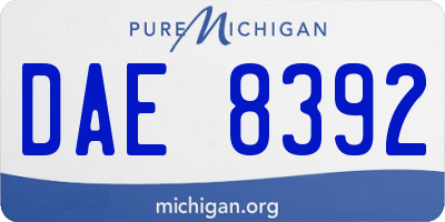 MI license plate DAE8392
