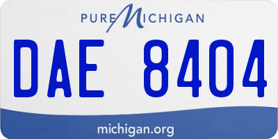 MI license plate DAE8404