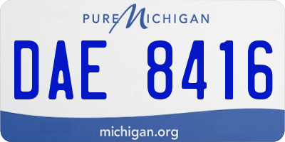 MI license plate DAE8416