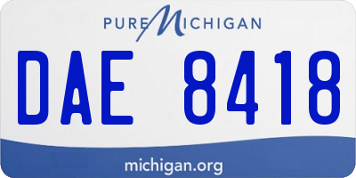 MI license plate DAE8418