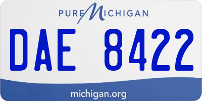MI license plate DAE8422
