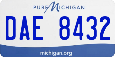 MI license plate DAE8432