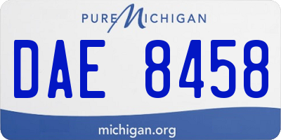 MI license plate DAE8458