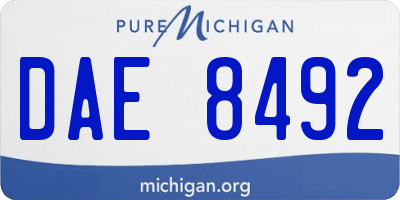 MI license plate DAE8492