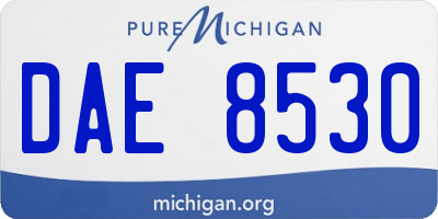 MI license plate DAE8530