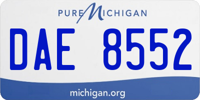 MI license plate DAE8552