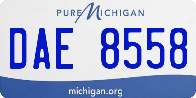 MI license plate DAE8558